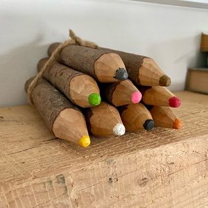Rustic tree branch/stick colored pencils